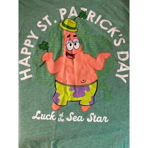 St Patrick's Day Sponge Bob Nickelodeon Patrick Short Sleeve Tshirt Green XXL